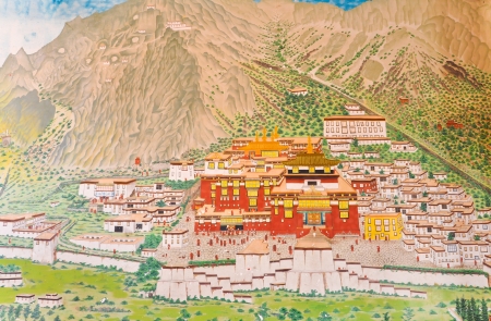 View painting at Ramtek Monastery in Gungtok, Sikkim, Indiaのeditorial素材