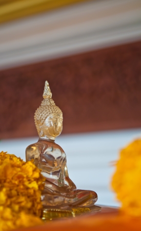 The statue of Buddha made from glass for respect Buddhaの写真素材