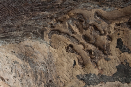 The stucco of ancient angle at the Khao Ngu Cave in Ratchaburi, Thailand