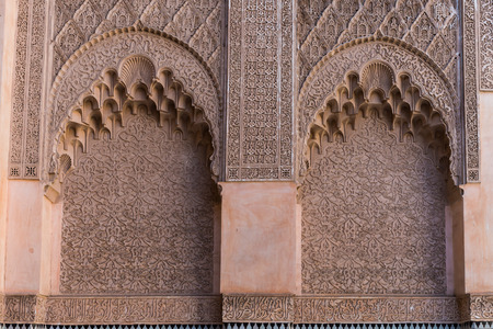 The marble craft of building at Medersa Ben Youssef in Marrakesh