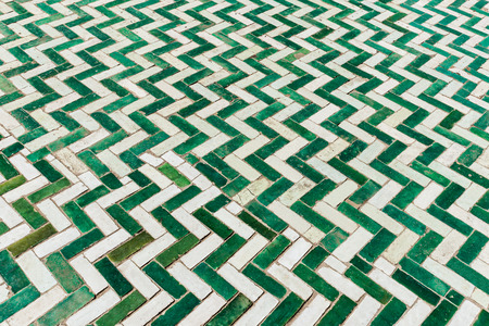 The white and green tile on the floor as zigzag designのeditorial素材