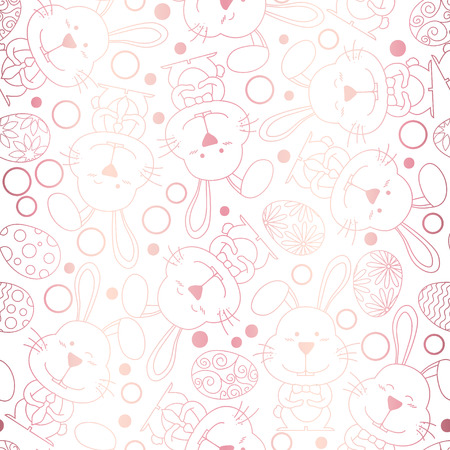 Cute bunny rabbit seamless pattern vector background. Creative nursery background. Perfect for kids design, fabric, wrapping, wallpaper, textile, apparel.のイラスト素材