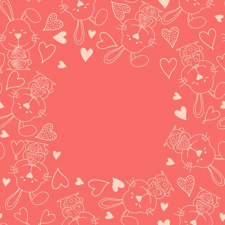 Easter Bunnies Background frame vector for easter.のイラスト素材