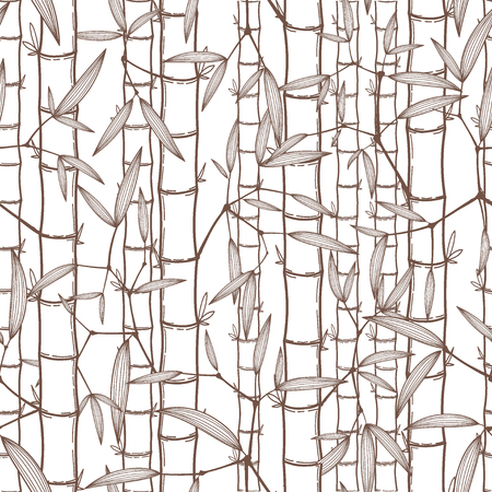 Chinese or japanese bamboo grass oriental wallpaper vector illustration. Tropical asian seamless background.のイラスト素材