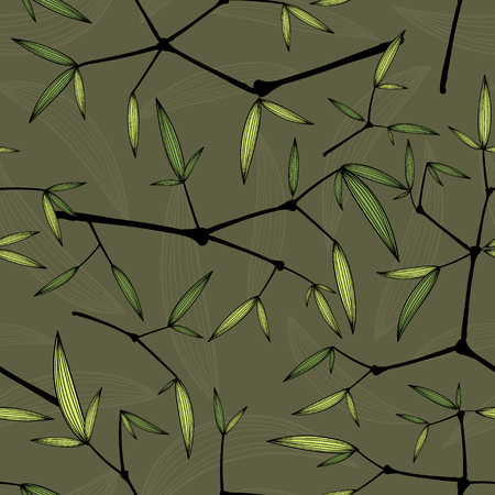 Seamless bamboo leaves seamless pattern vector.のイラスト素材
