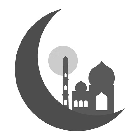 Islamic template, stencil, pattern, grey mosque, icon isolated on white background Vectorのイラスト素材