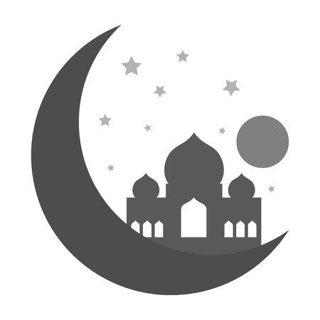 Islamic template, stencil, pattern, grey mosque, icon isolated on white background Vectorのイラスト素材