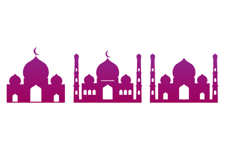 Three set of modern minimal Ramadan sale element for promotional banner advertising. Vector illustration.のイラスト素材