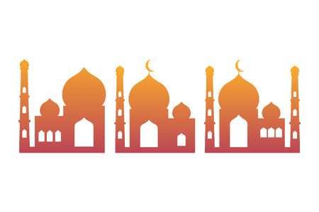 Three set of modern minimal Ramadan sale element for promotional banner advertising. Vector illustration.のイラスト素材
