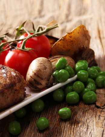 Grilled vegetable and potatoes の写真素材