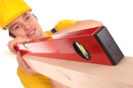 Worker man over white background 