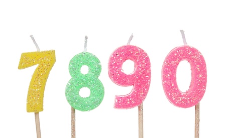 Set of colored birthday candles isolated on white の写真素材