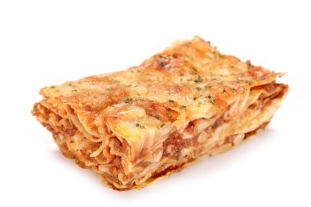 Tasty lasagne over white の写真素材