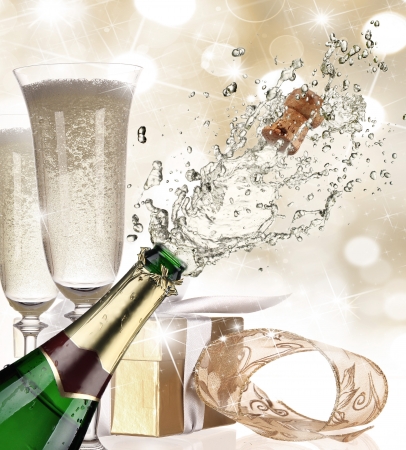 Close-up of champagne explosionの写真素材