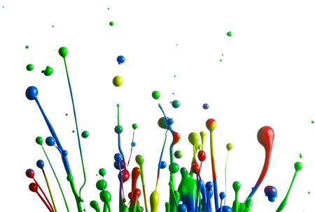 Colorful paint splashing isolated on white