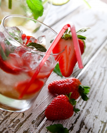 Summer drinks on vintage wooden backgroundの写真素材