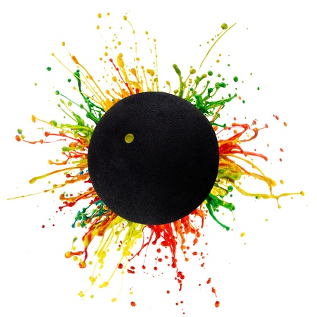 colorful splash with sport ball on white background