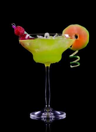 Fruit cocktails on black backgroundの写真素材