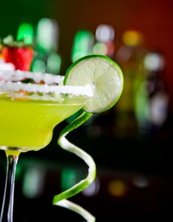 Fruit cocktails on black backgroundの写真素材