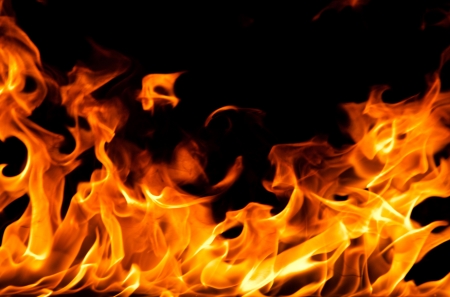 Fire flames on a black background