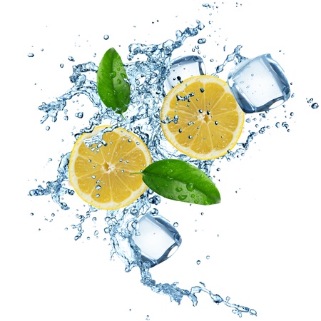Lemons in water splash isolated on a white background Lemons in water splash isolated on a white background