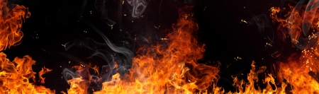 Fire flames on black background