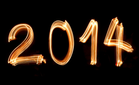 Happy New Year 2014 sparklers fireworkの写真素材