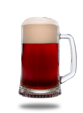 Glass of beer on white background.の写真素材