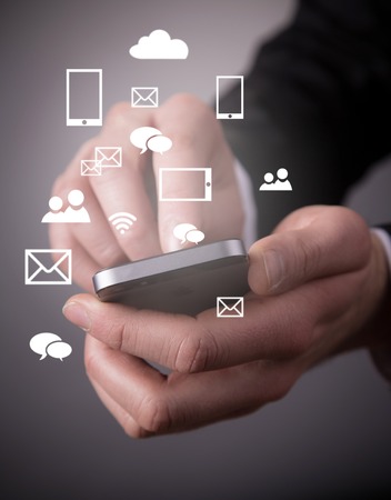 Modern wireless technology and social media illustrationの写真素材
