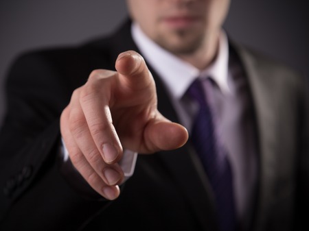 Business man with empty hand, close-up の写真素材