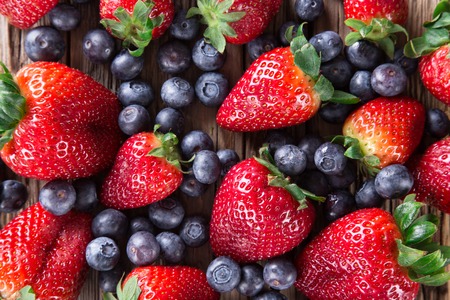Berries on Wooden Background  Harvest Concept の写真素材