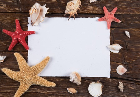 Beach background with blank paper.