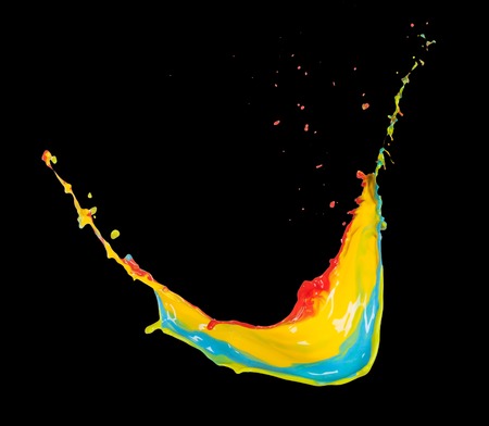 Colored splashes in abstract shape on black background