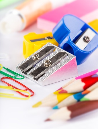 School supplies, close-up photo の写真素材