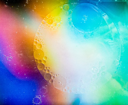 Oil soils on water surface, close-up.の写真素材