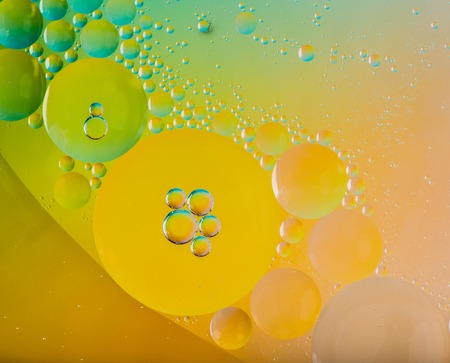 Oil soils on water surface, close-up.の写真素材