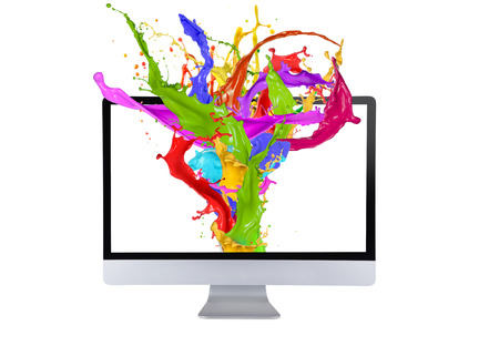 Computer display isolated on white background.の写真素材