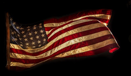 Grunge American flag, close-up.の写真素材