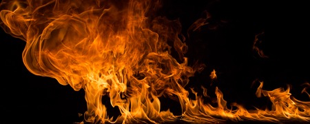 Fire flames isolated on black background