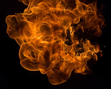 Fire flames isolated on black background
