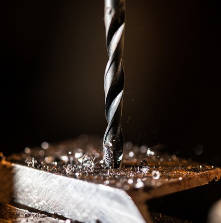 Drill pipe in action, close-up.の写真素材