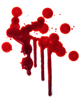 Splattered blood stains on white background, close-up.の写真素材