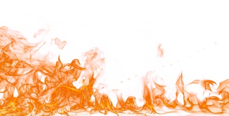 Fire flames on white background, close-up.の写真素材