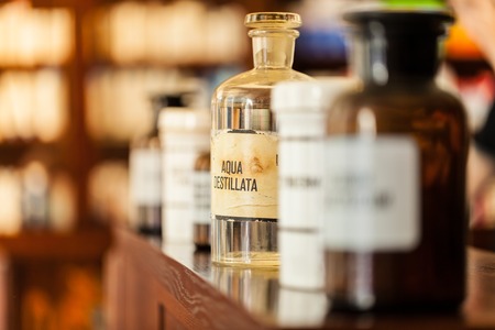 Old vintage medicine bottles, medicine concept.の写真素材