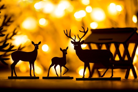 Christmas decoration on wooden background, close-up.の写真素材