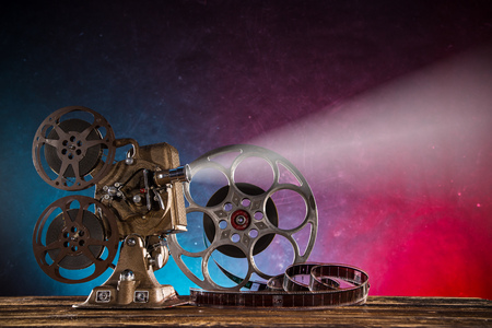 Old style movie projector, close-up.の写真素材