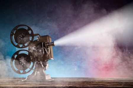 Old style movie projector, close-up.の写真素材