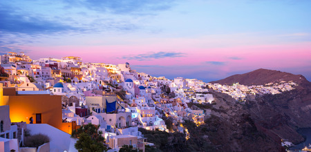 The famous sunset at Santorini in Oia village, Greece, Europe.の写真素材