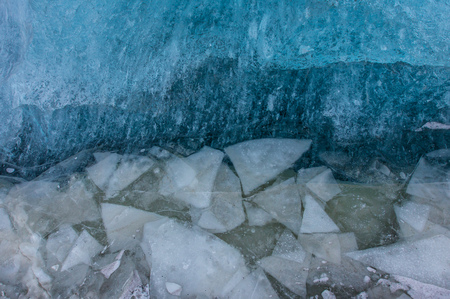 Blue ice texture, winter background, texture of ice surface.