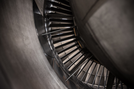 Turbo-jet engine of the plane, close-up.の写真素材